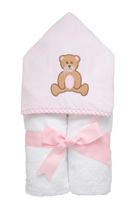 Girls Pink Teddy Bear Hooded Towel – Everykid Cotton Bath, Pool & Beach Towel | The Prissy Pelican Boutique Bossier City LA