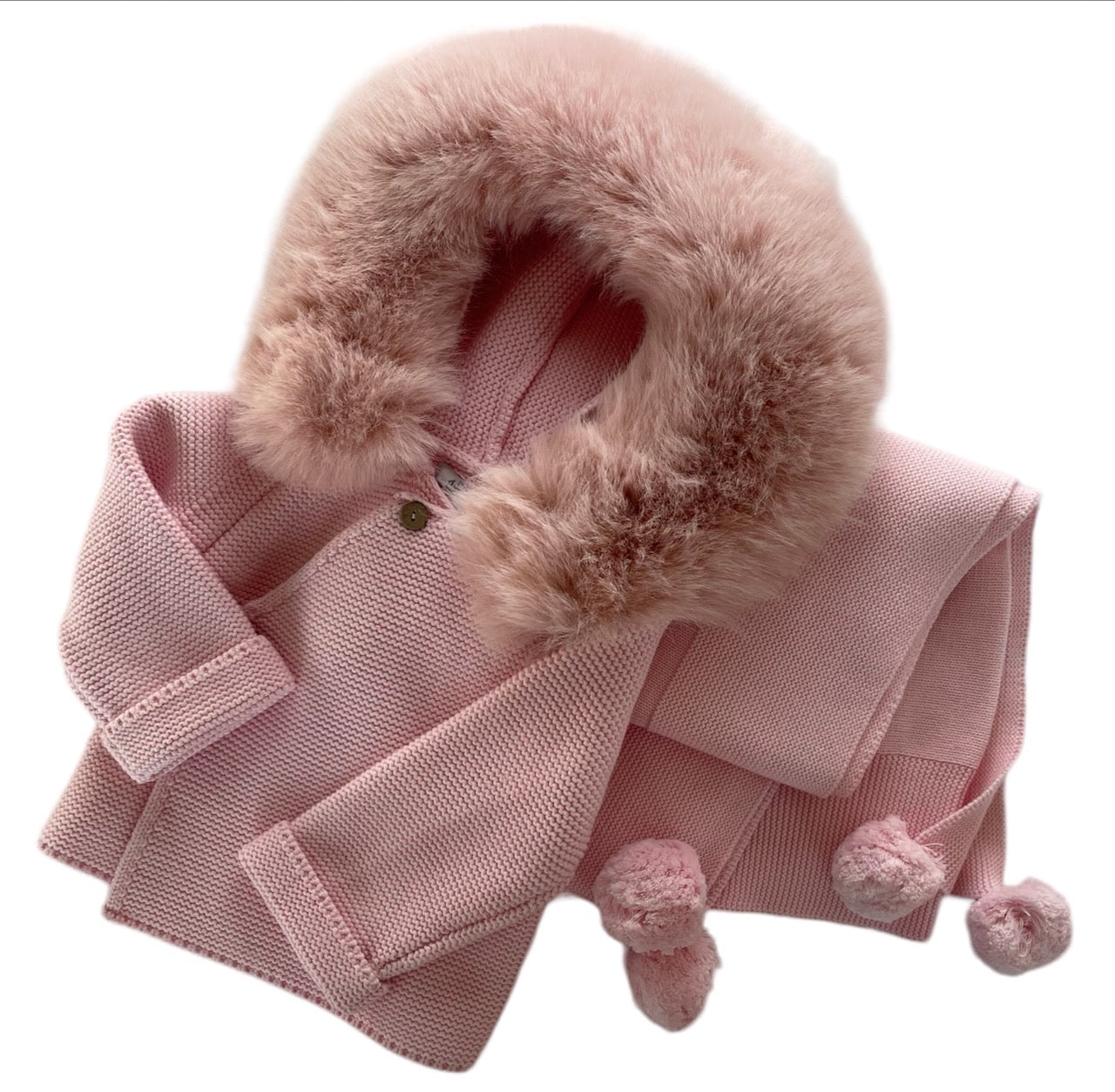 Knit Baby Blanket with Pompoms 100% Cotton