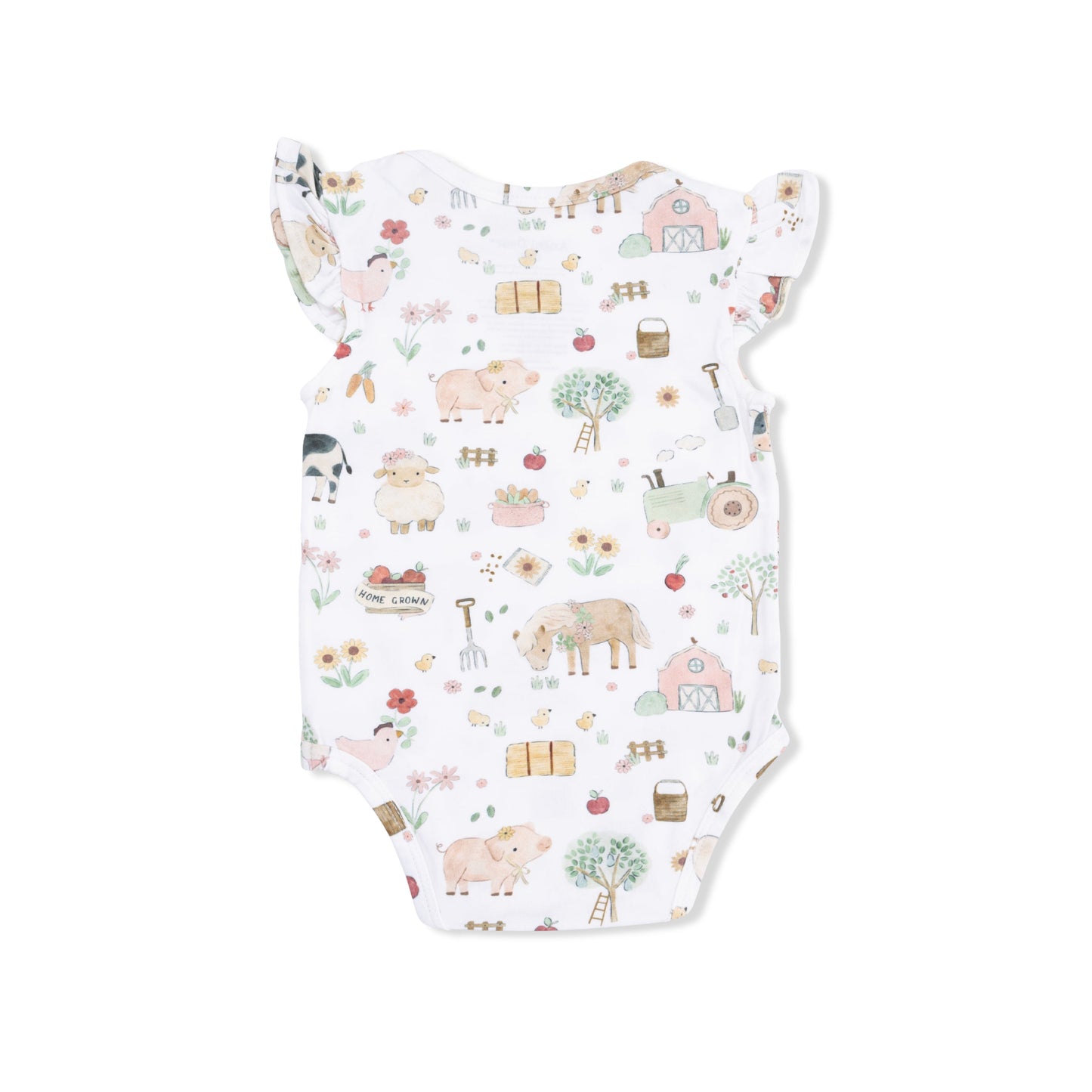 Cute Farm Animals Pink - Ruffle Sleeve Bodysuit