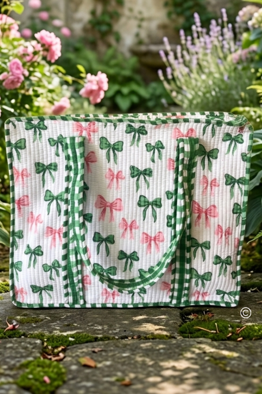 SC - Southern Belle Pink and Green Bow Tote bag