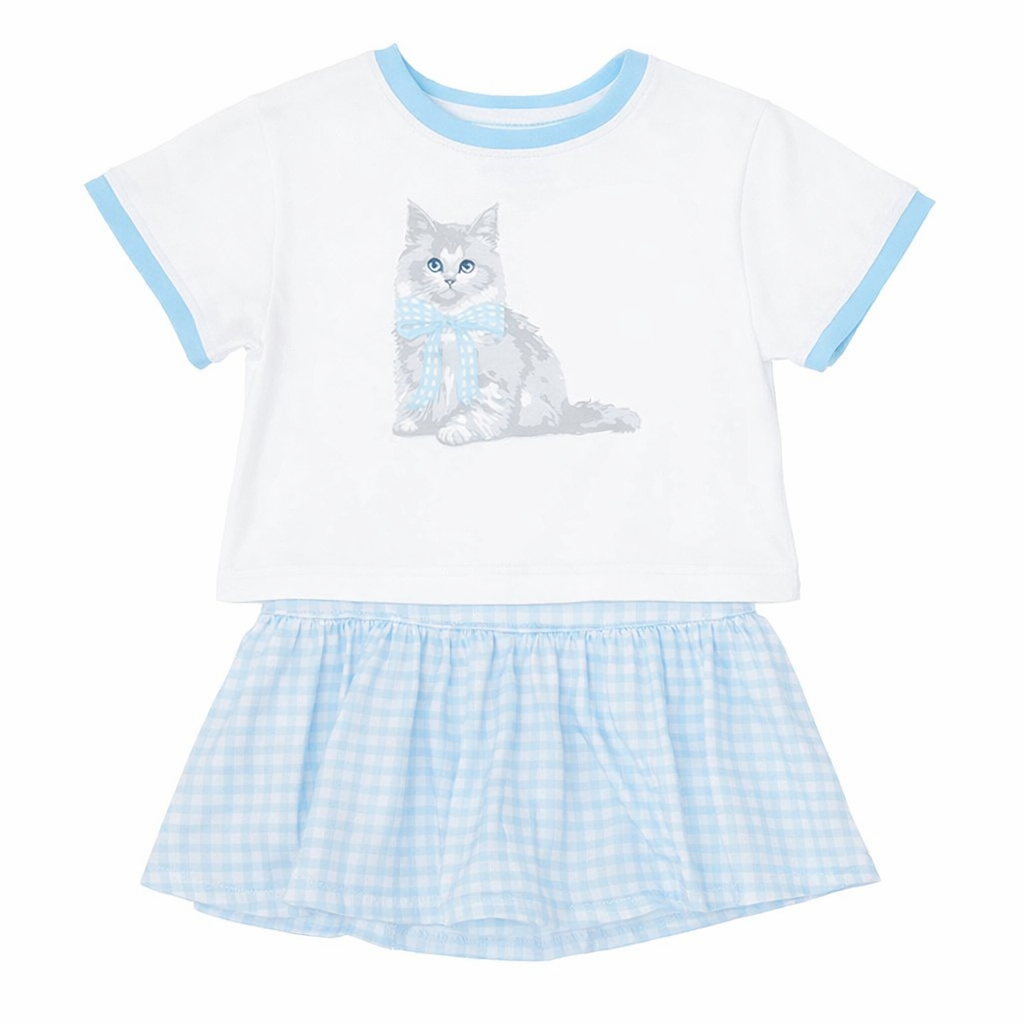 Blue Gingham Gathered Skort for Girls – Southern Boutique Skirt with Built-In Shorts | Bossier City, LA