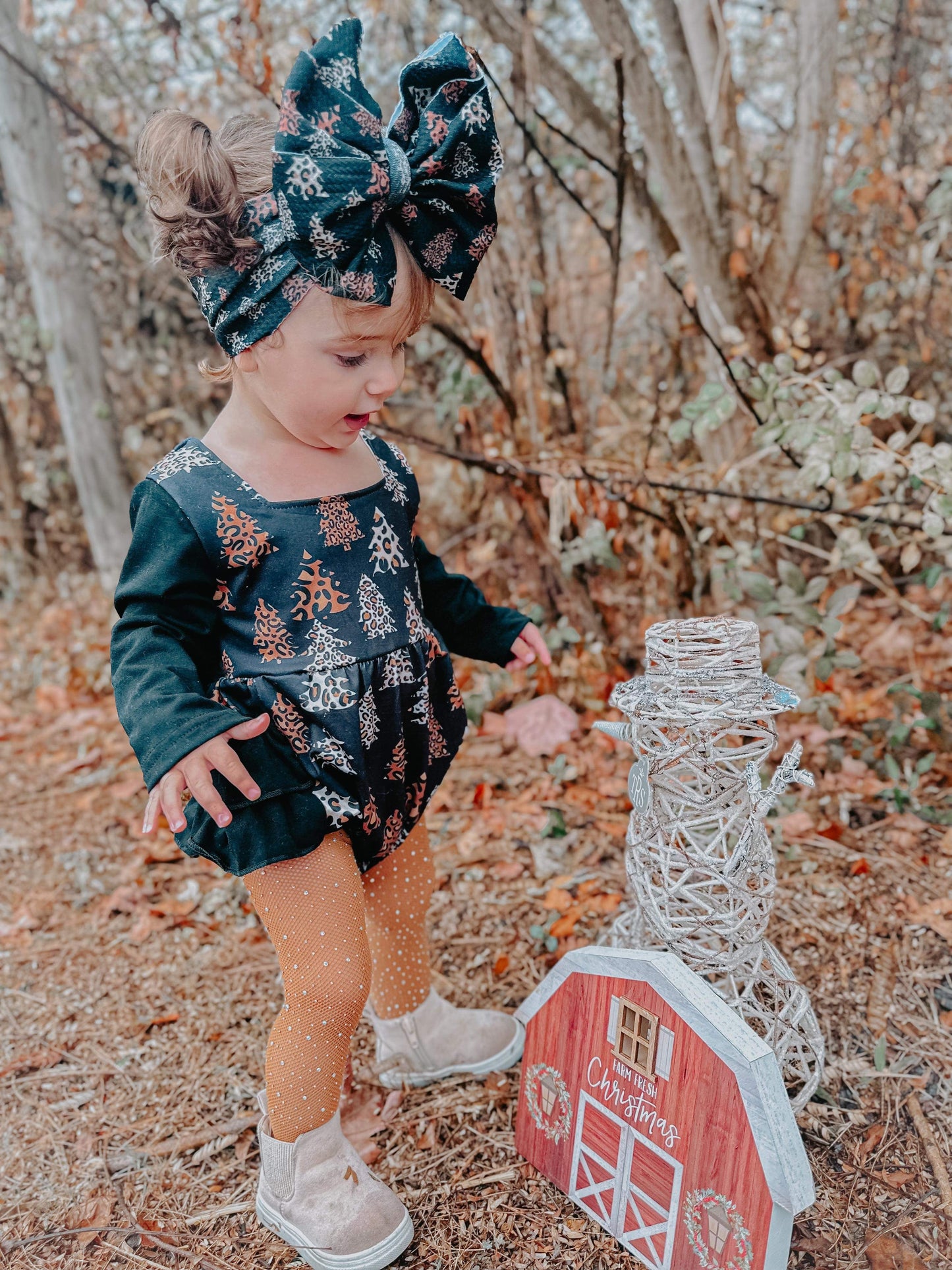 Leopard trees ruffle romper