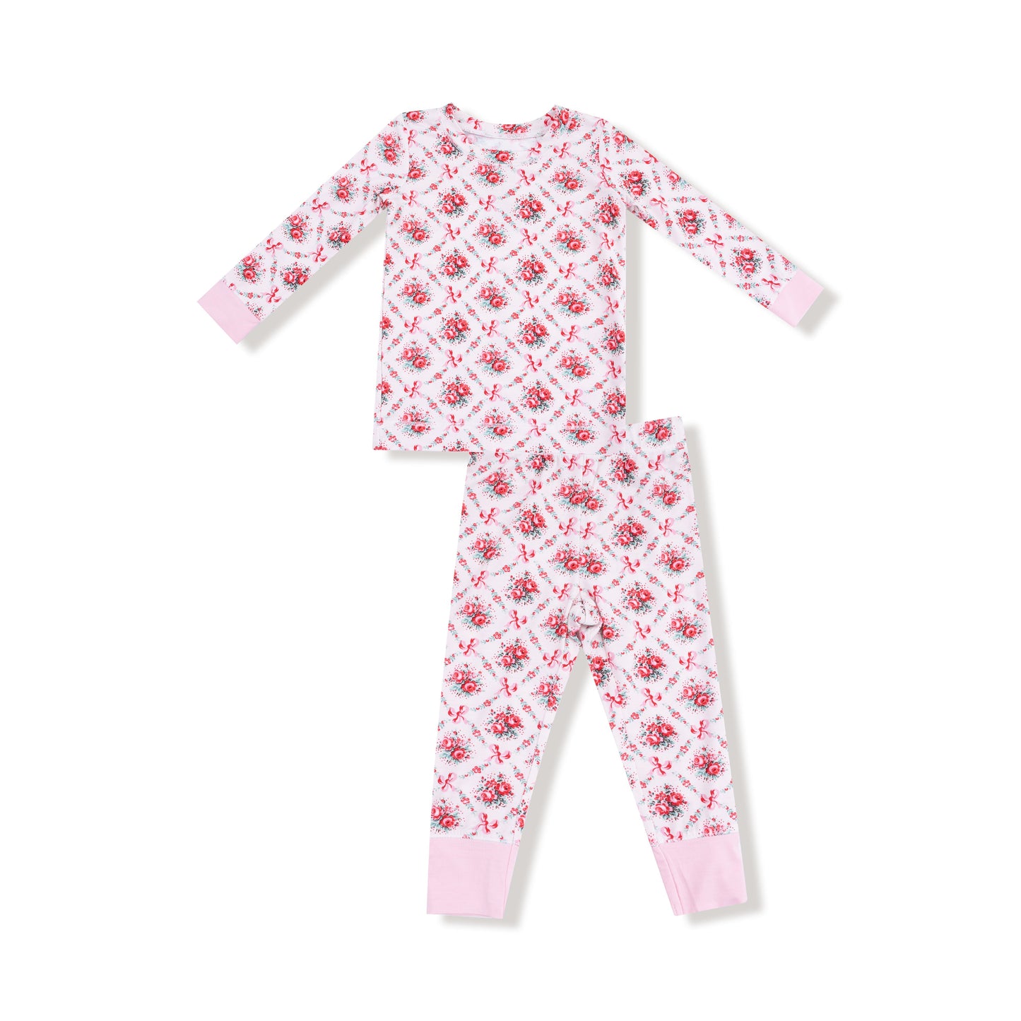 Rose Bow Lattice - Long Sleeve Loungewear Set