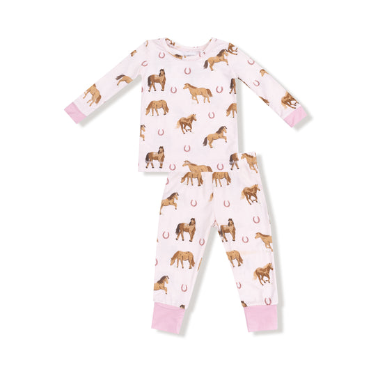 Horses - Pink - Long Sleeve Loungewear Set