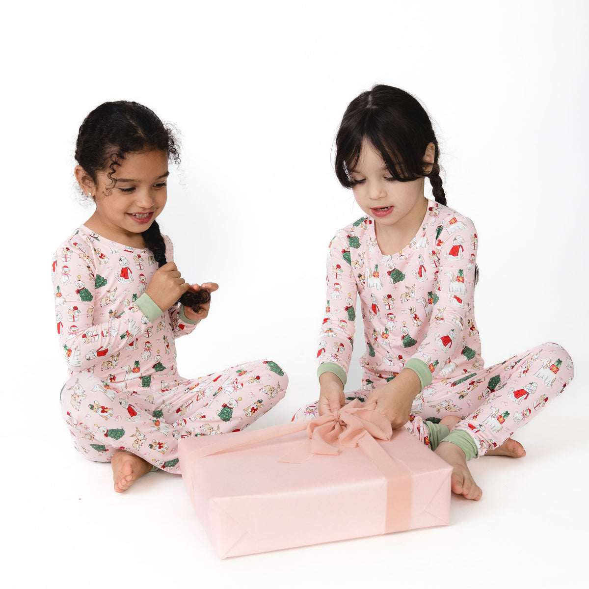 Christmas Dogs Pink - Bamboo - Long Sleeve Loungewear Set