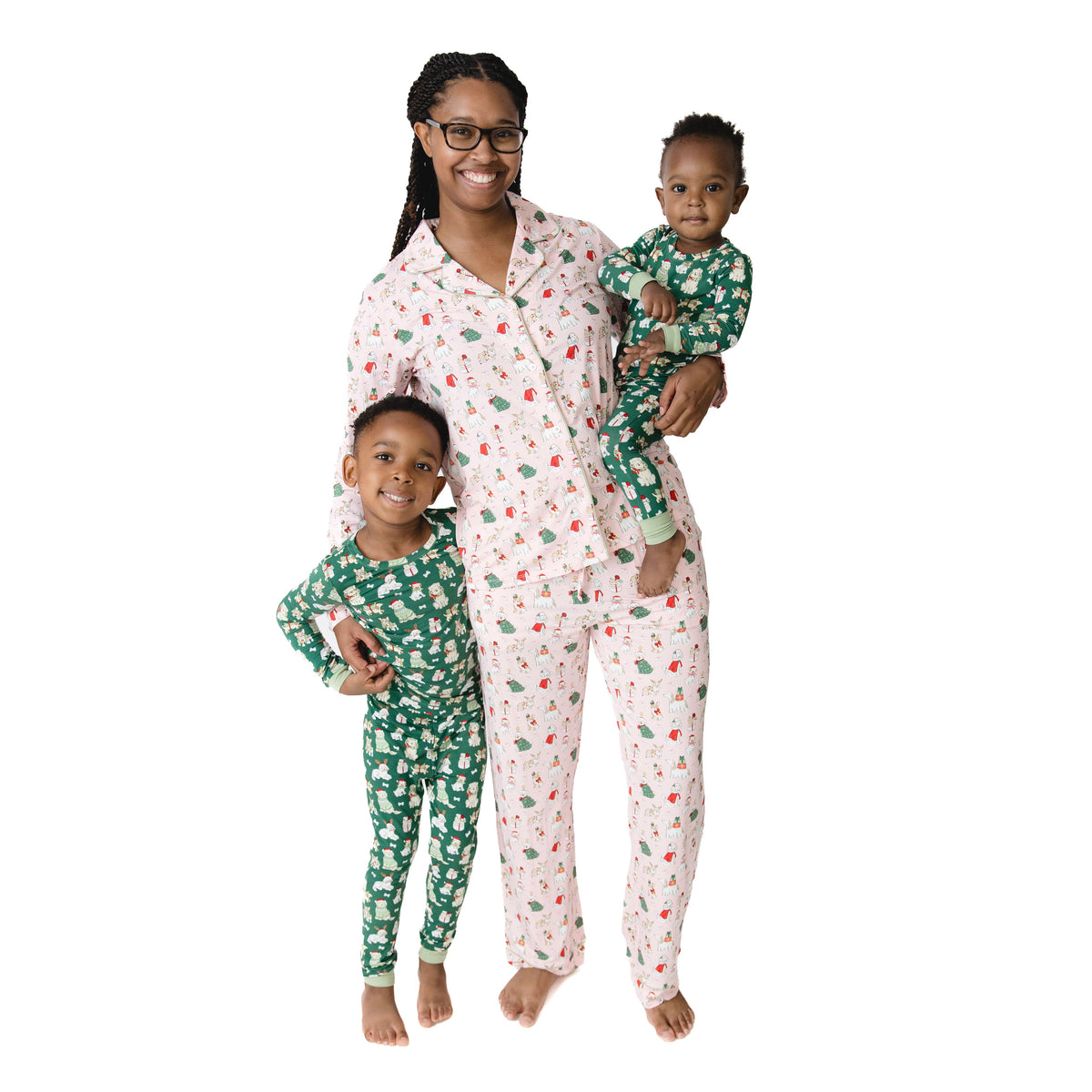 Christmas Dogs Pink - Bamboo - Adult Long Sleeve Coat Style and Pant with Pockets