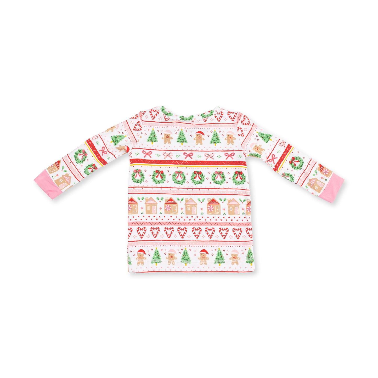 Gingerbread Fair Isle Pink - Long Sleeve Loungewear Set