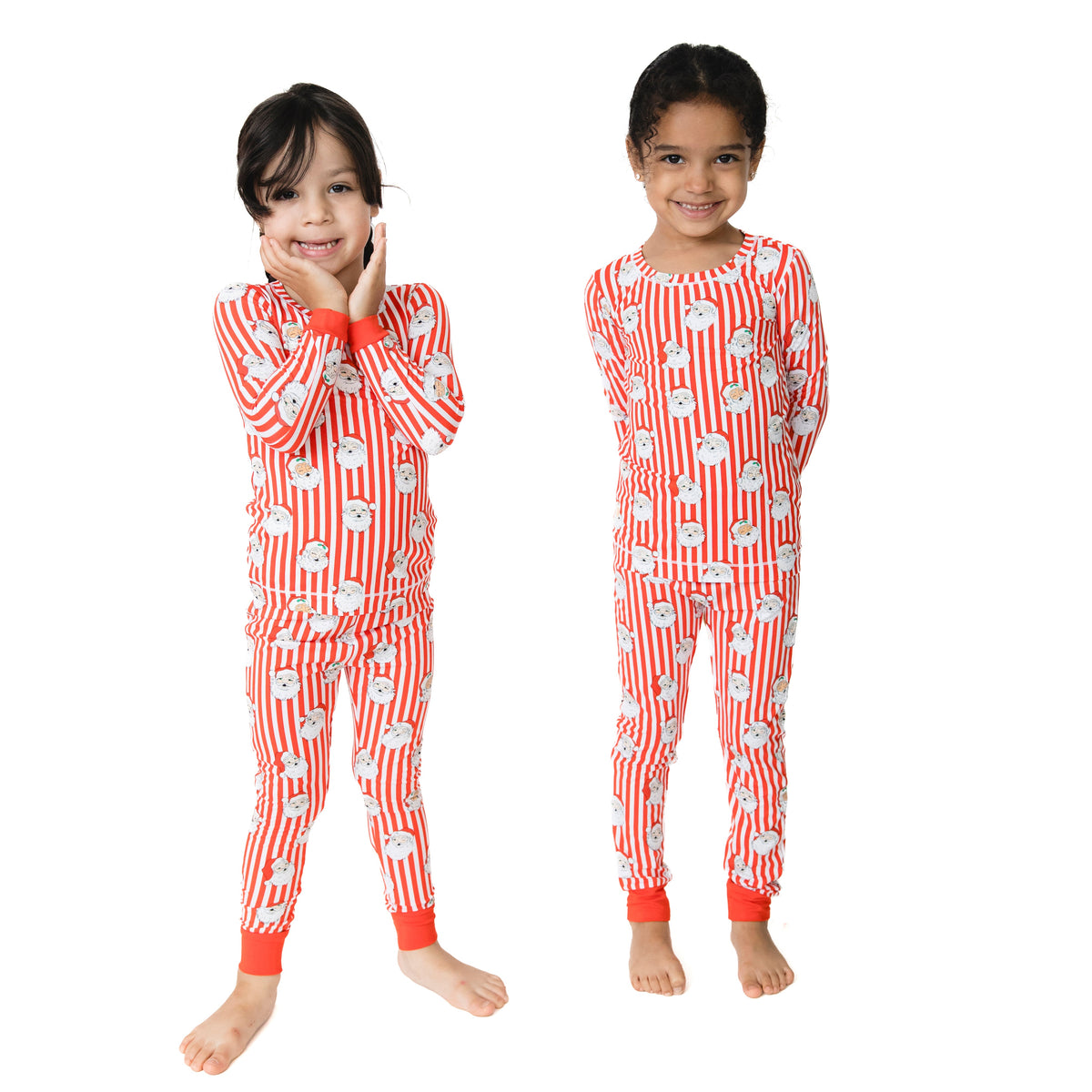 Vintage Santa Stripe - Bamboo - Long Sleeve Loungewear Set