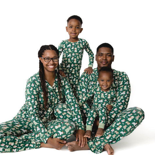 Christmas Dogs Uni - Bamboo - Adult Long Sleeve Coat Style and Pant with Pockets