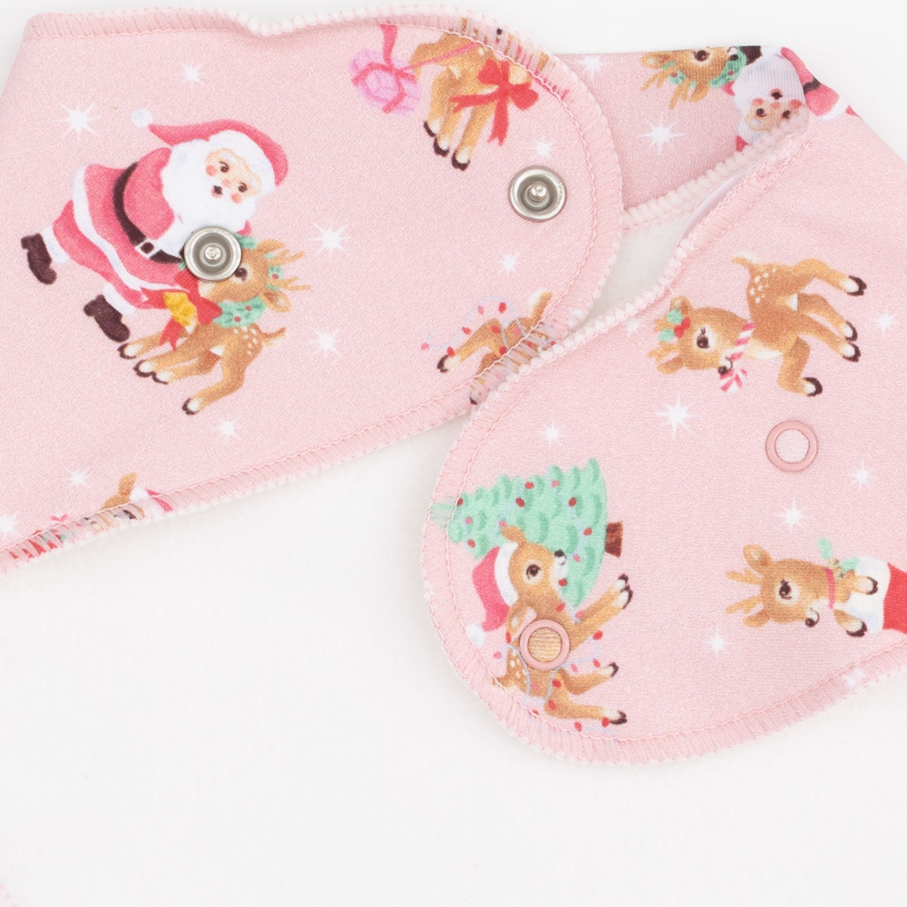 Vintage Reindeer & Santa Pink - Bandana Bib