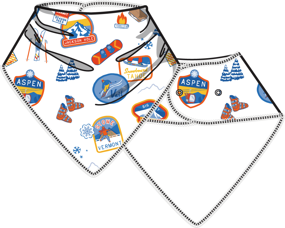 Vintage Ski Patches - Bandana Bib