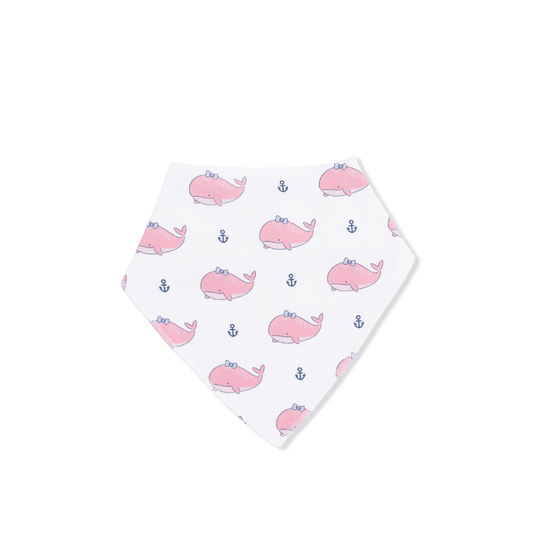 Bubbly Whale with Bow  Pink - Bandana Bib