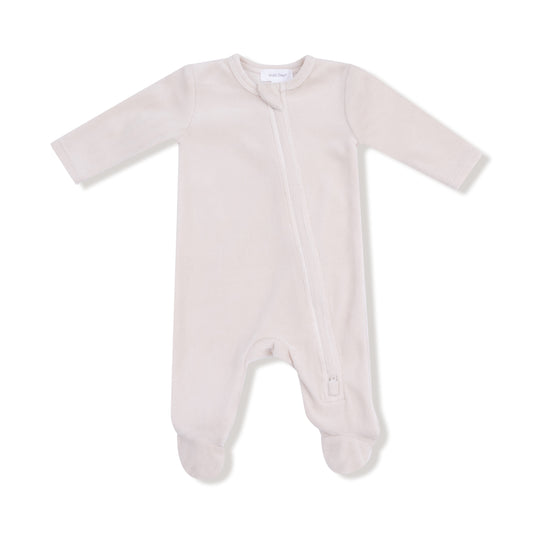 Oatmeal Velour Footie