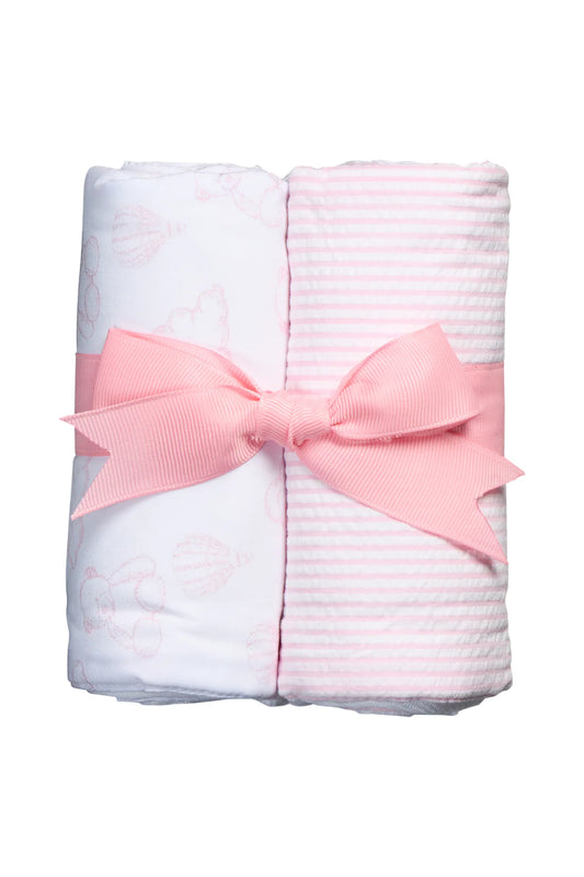 Baby Girls Pink Teddy Bear Burp Cloth Set (2 Pack) – Cotton Burp Cloths | The Prissy Pelican Boutique Bossier City LA