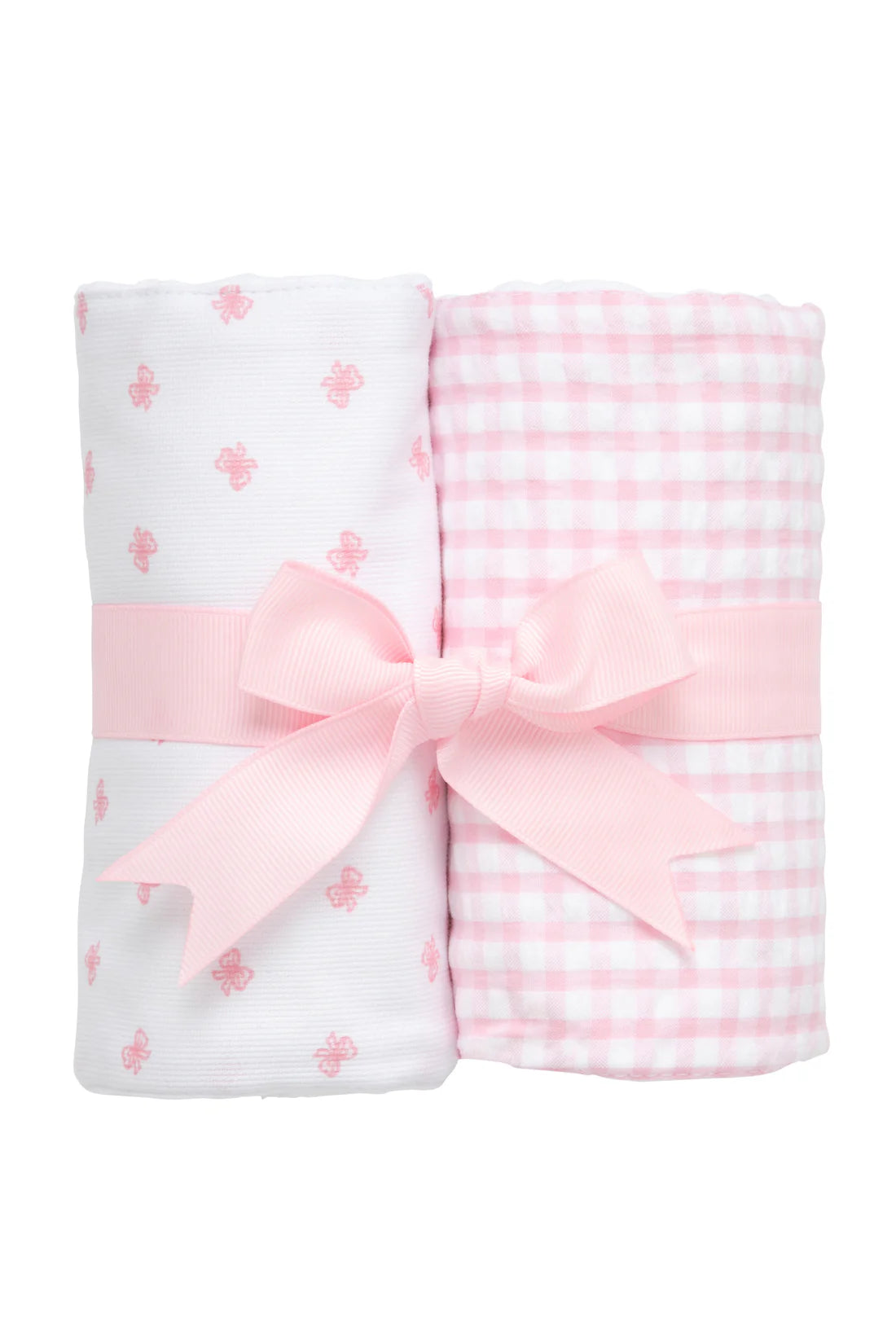 Baby Girls Pink Bow Burp Cloth Set (2 Pack) – Cotton Burp Cloths | The Prissy Pelican Boutique Bossier City LA