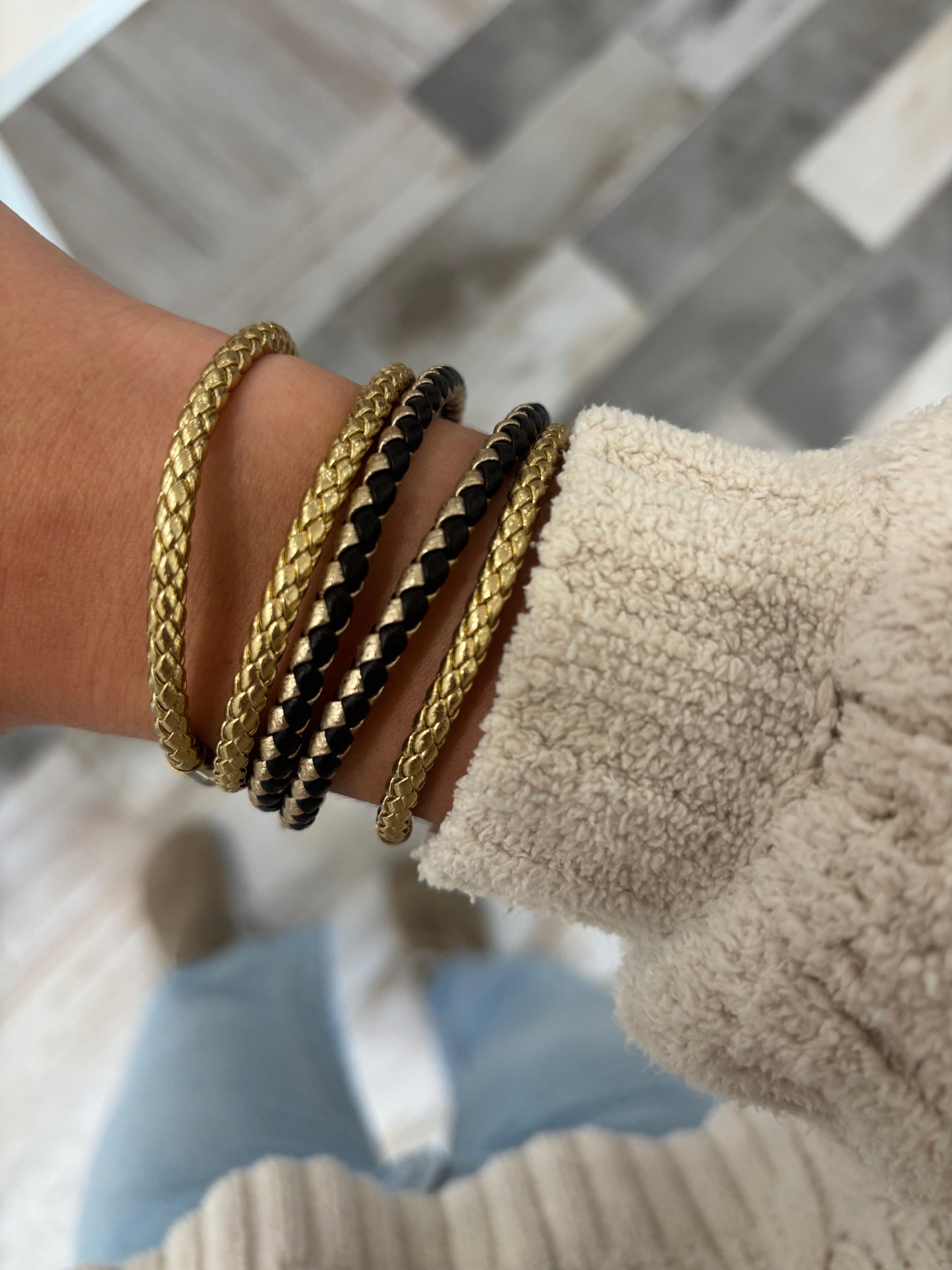 Braided Bracelet - Navy Blue + Gold