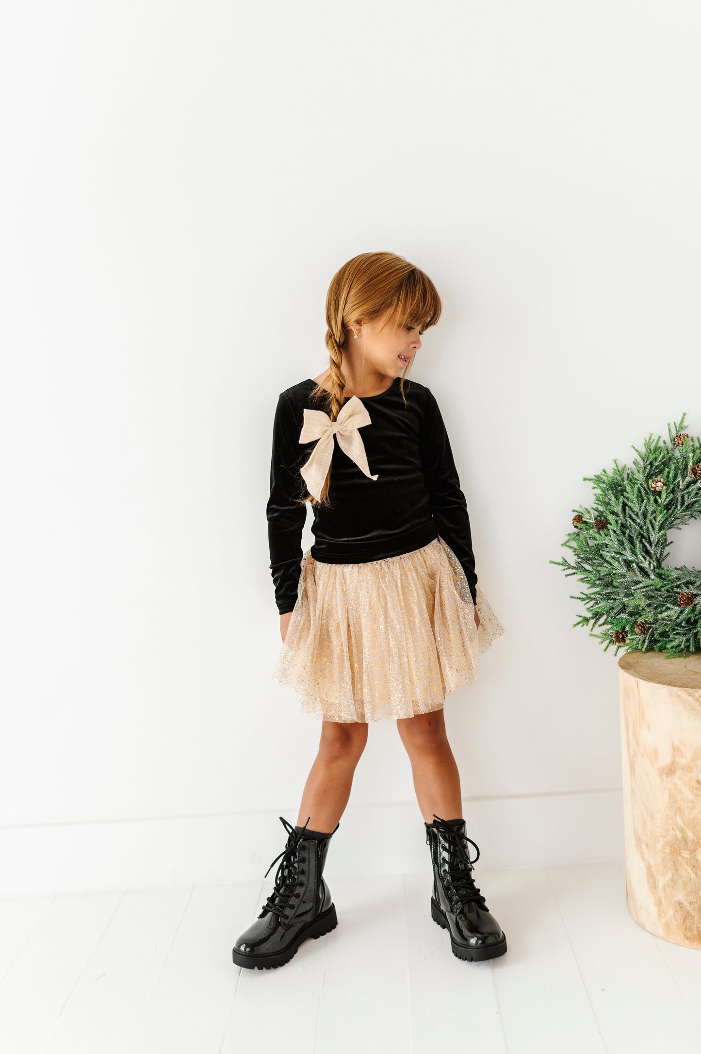 Black Velvet | Bow Back Long Sleeve Top