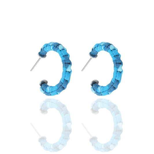 Ocean Braided Silk Petite Hoop Earrings