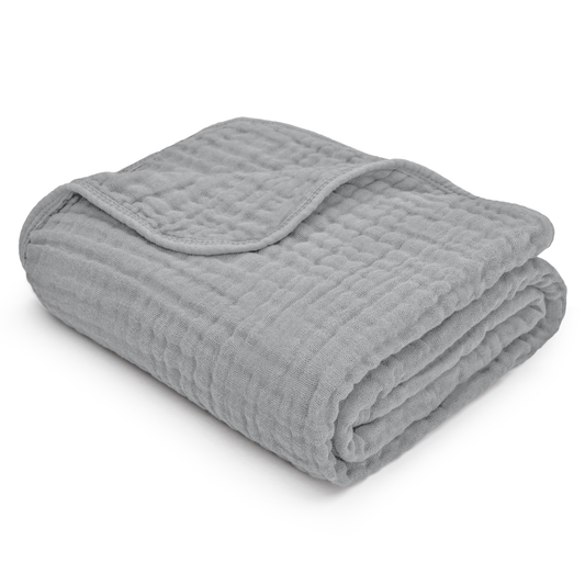 Baby Muslin Blanket in Heather Blue