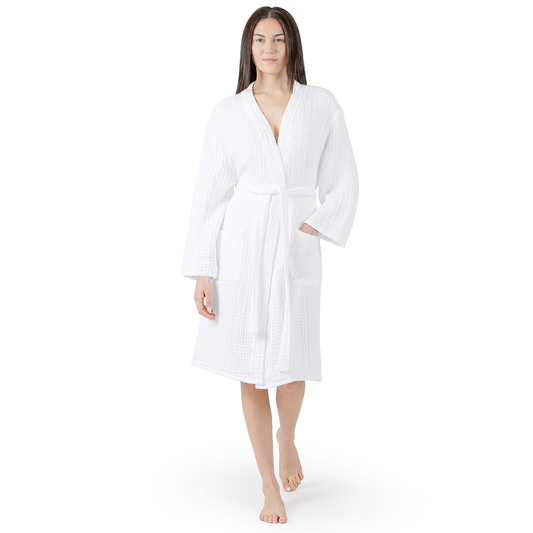 Muslin Bathrobe in White