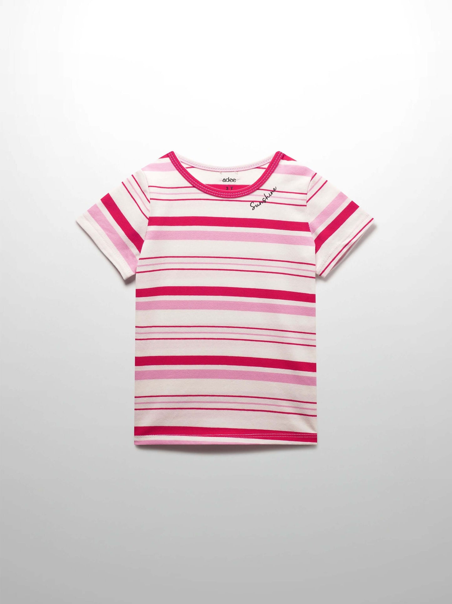Pink & Red Striped Short Sleeve T-Shirt