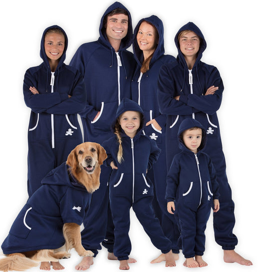 Family Matching Navy Blue Hoodie Onepiece Onesie
