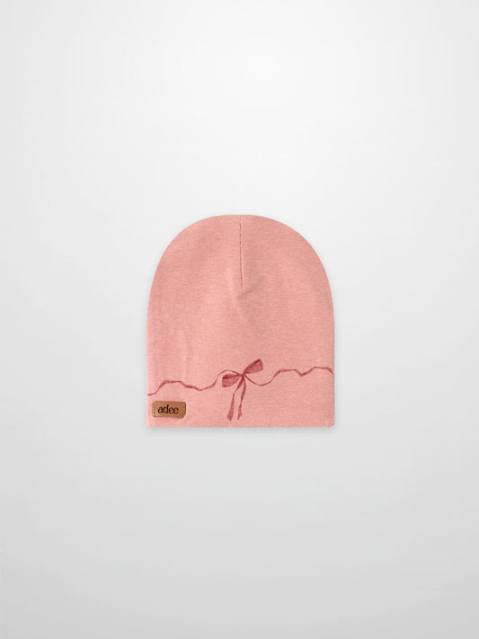 Pink Bow Beanie with Lace