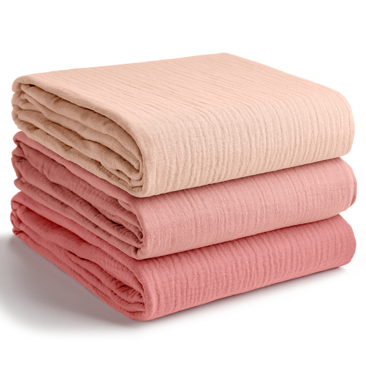 Muslin Swaddle Blankets, 42” x 42” in Blush, Bold Blush, Dusty Rose, Pack of 3