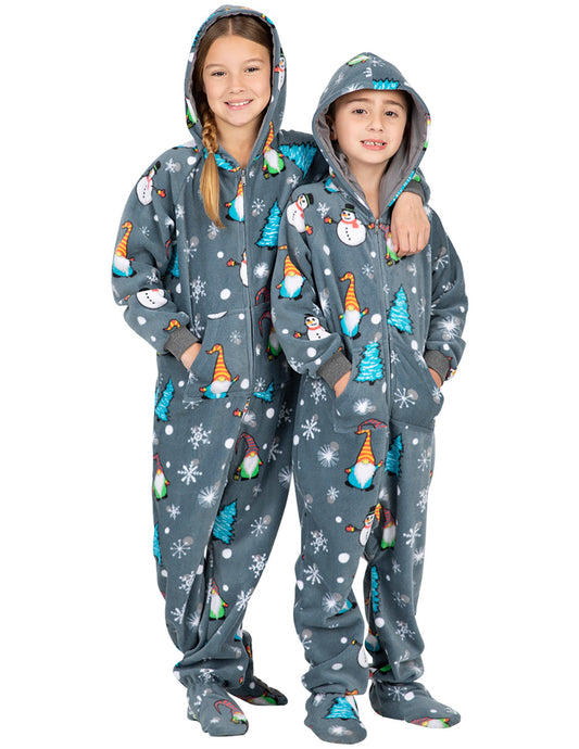 Gnomes Greeting Kids Hoodie Fleece Onesie