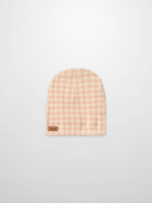 Oatmeal Grid Hat - Pink