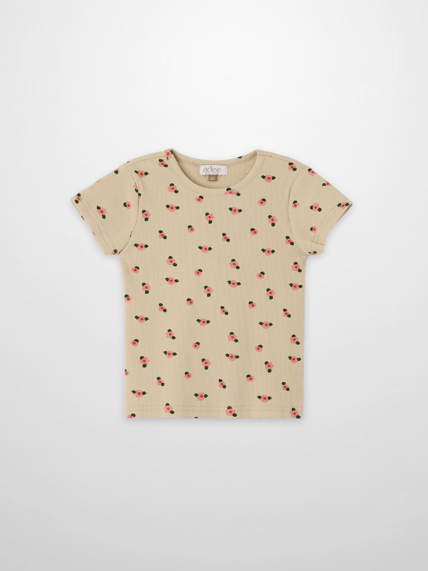 Tan Floral T-shirt - Short Sleeve