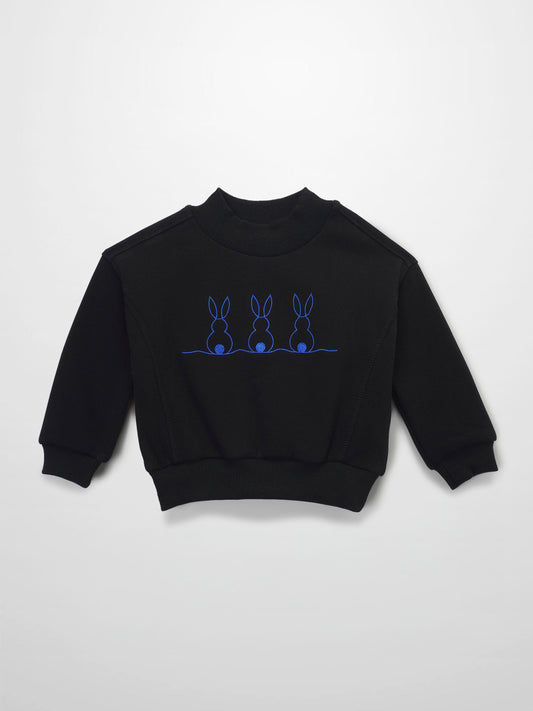 Embroidered Bunny Sweatshirt - Blue