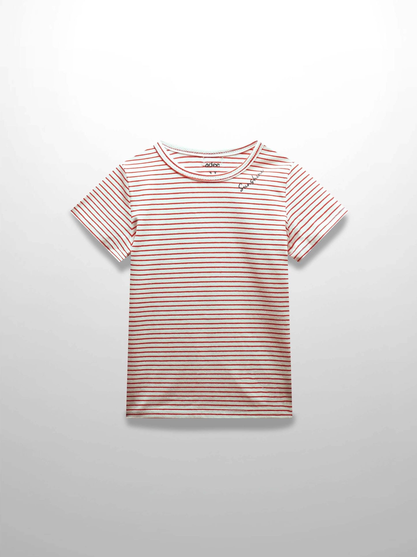 Pink & White Striped Short  Sleeve T-Shirt
