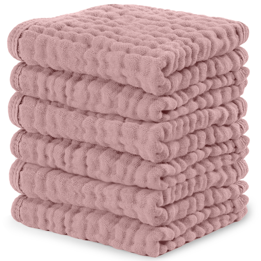 Muslin Washcloths in Mauve