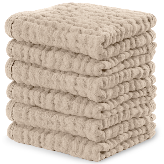 Muslin Washcloths in Sand