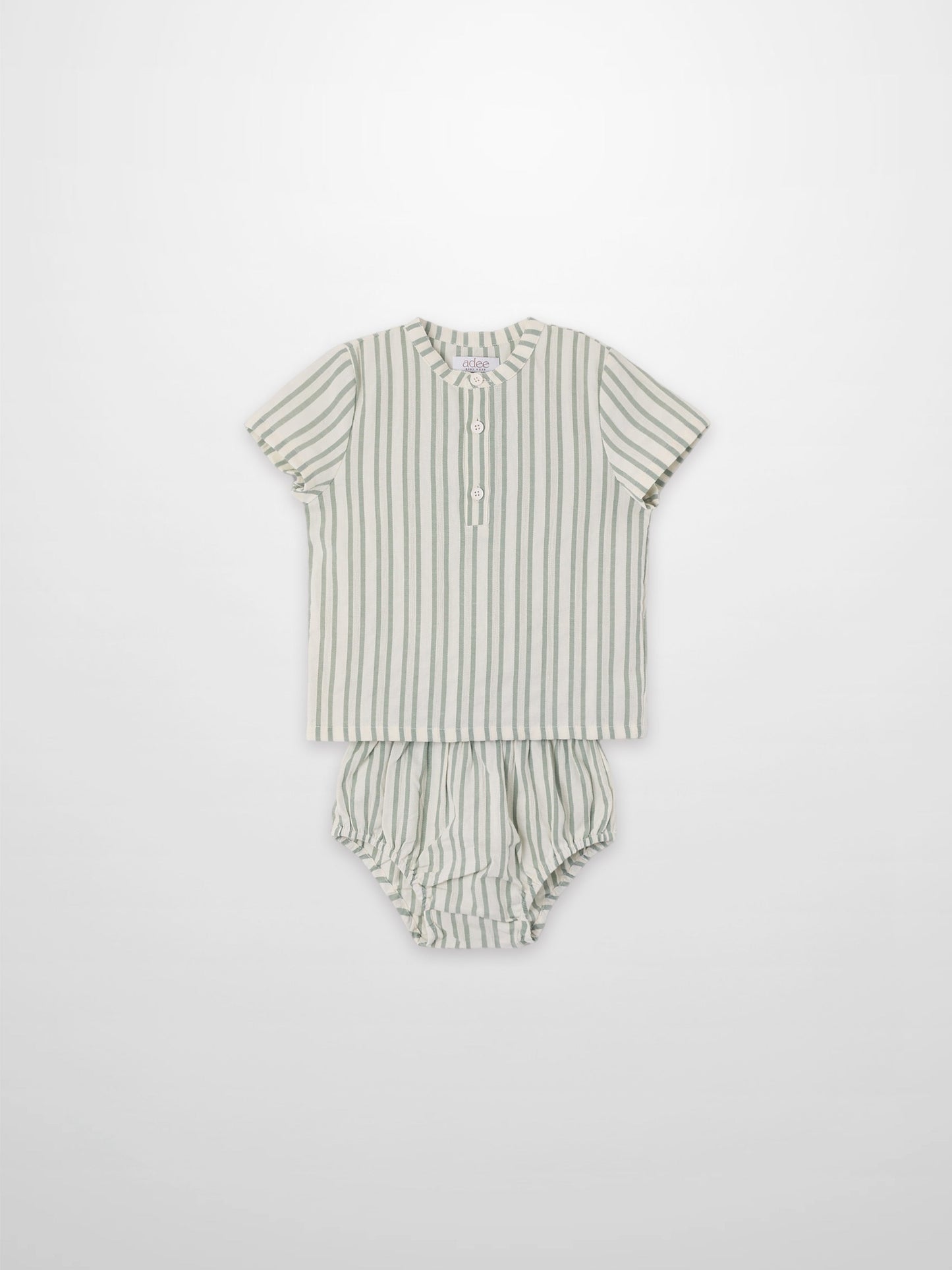 Green Striped Shirt & Bloomers Set