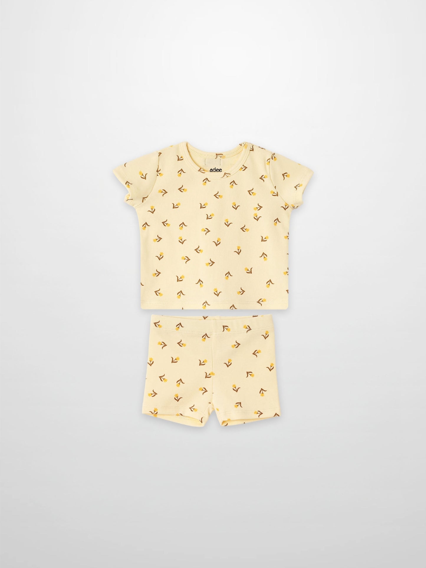 Butter Yellow Tulip Short Sleeve T-Shirt & Shorts Set
