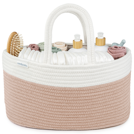 Rope Diaper Caddy in Blush
