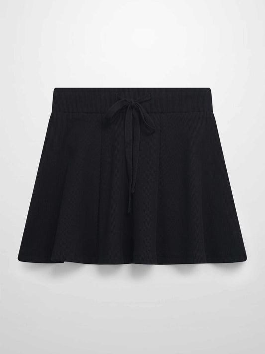 6 Panel Skirt - Black Ribbed