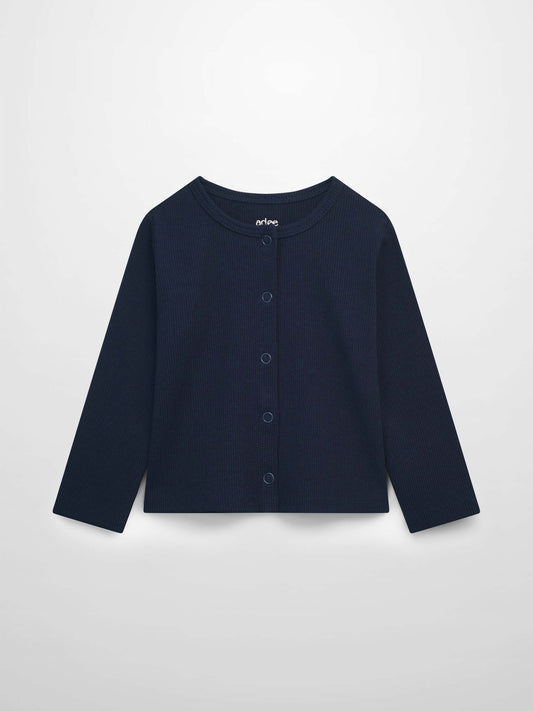 Thin Ribbed Cardigan - Navy