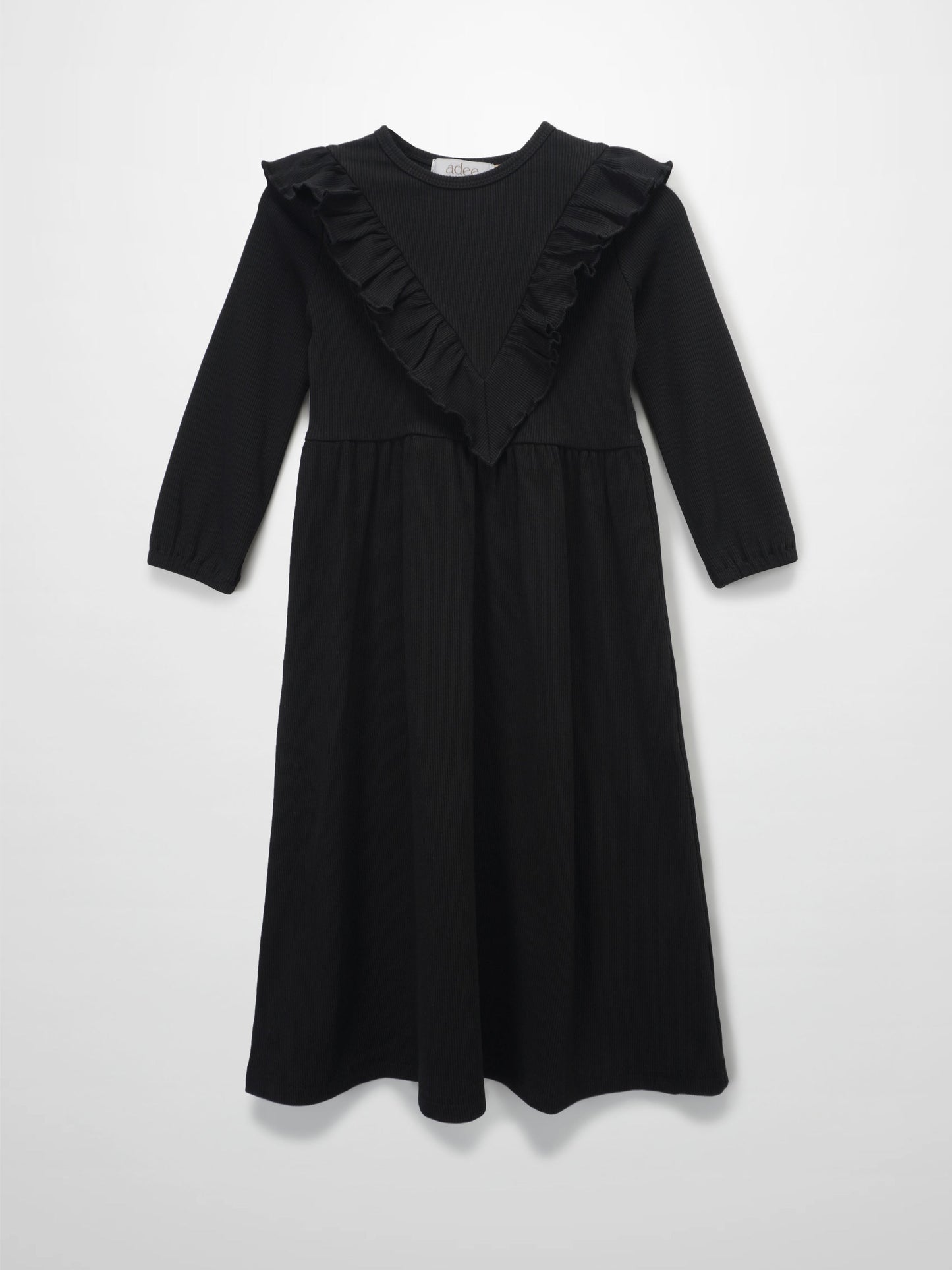 Ruffle V Robe - Black