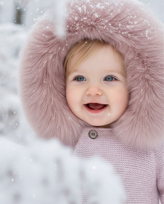 Knit Jacket with Removable Faux Fur 100%Cotton