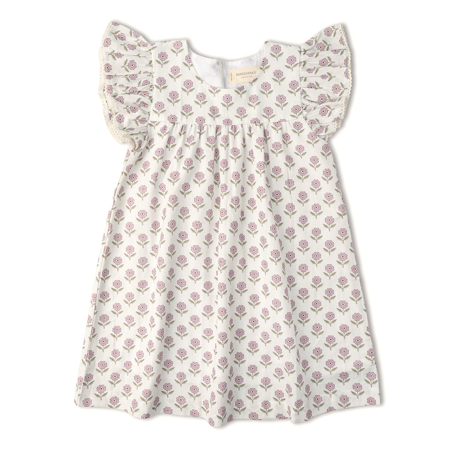 Organic Short Sleeve Flutter Dress - Lavender