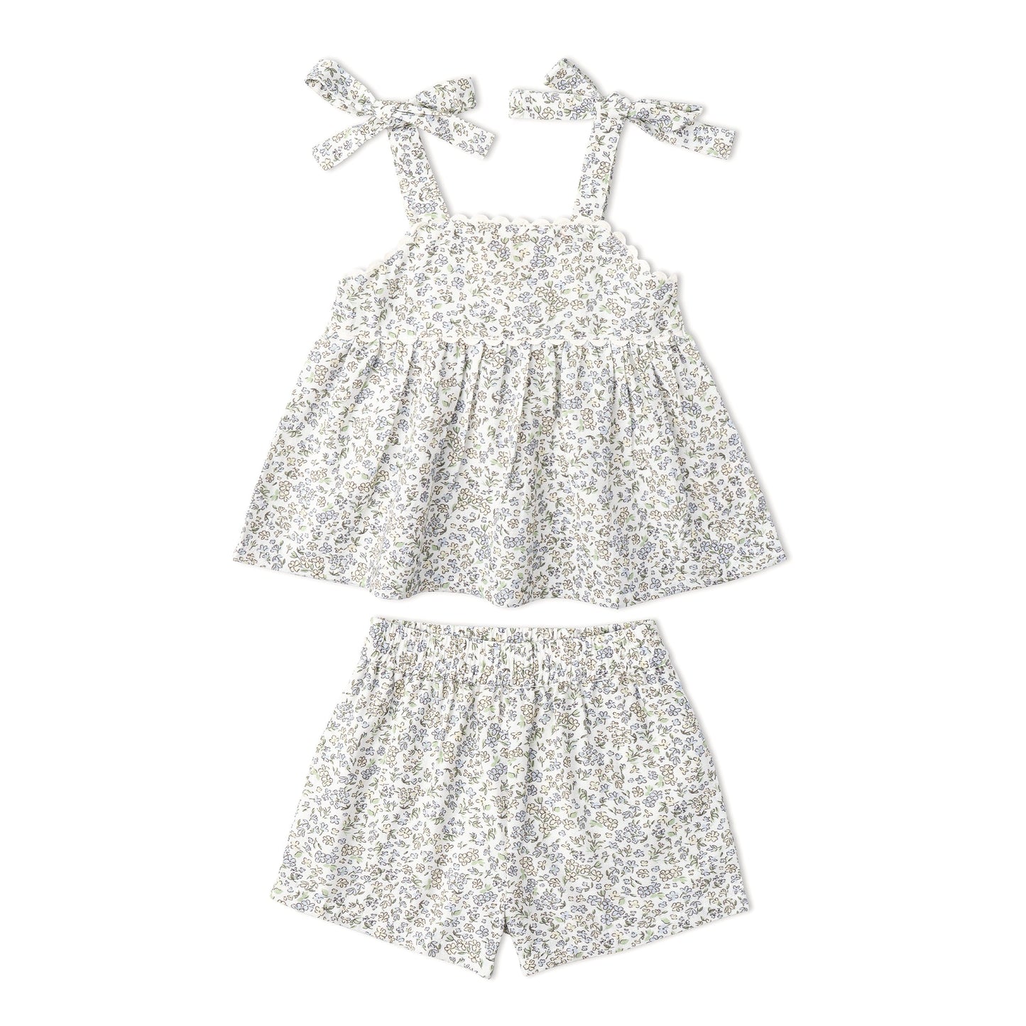 Organic Tie Up Top & Shorts Set - Tulle Floral