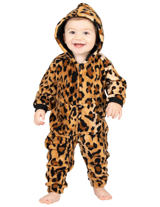 Cheetah Spots Infant Hoodie Footless Chenille