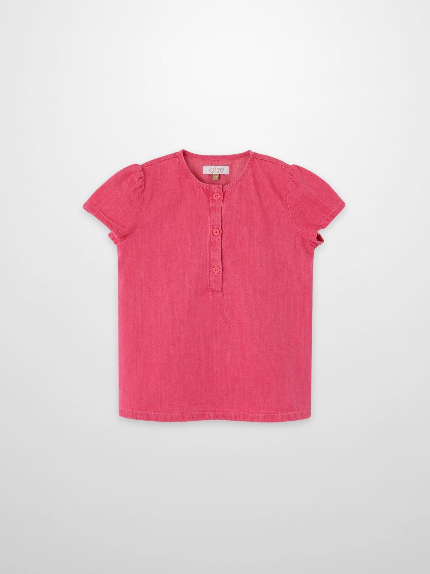Short Sleeve Henley - Pink Denim