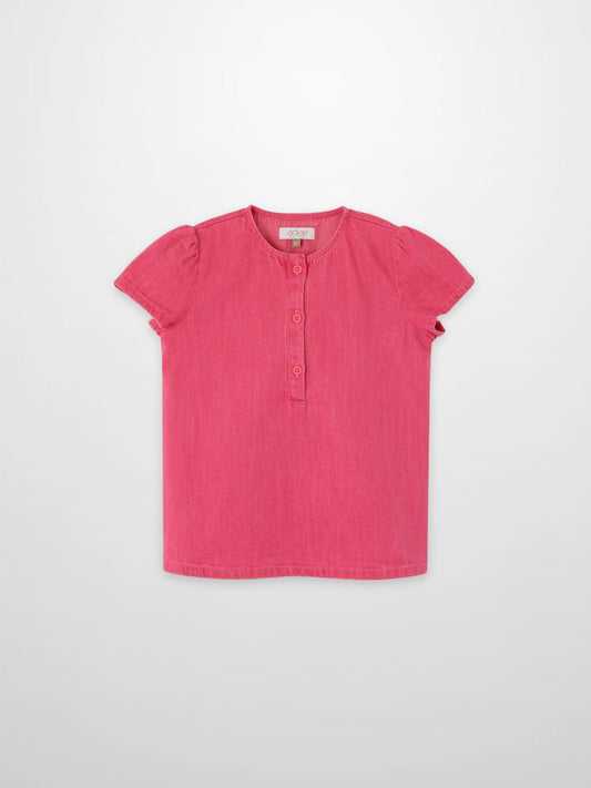 Short Sleeve Henley - Pink Denim