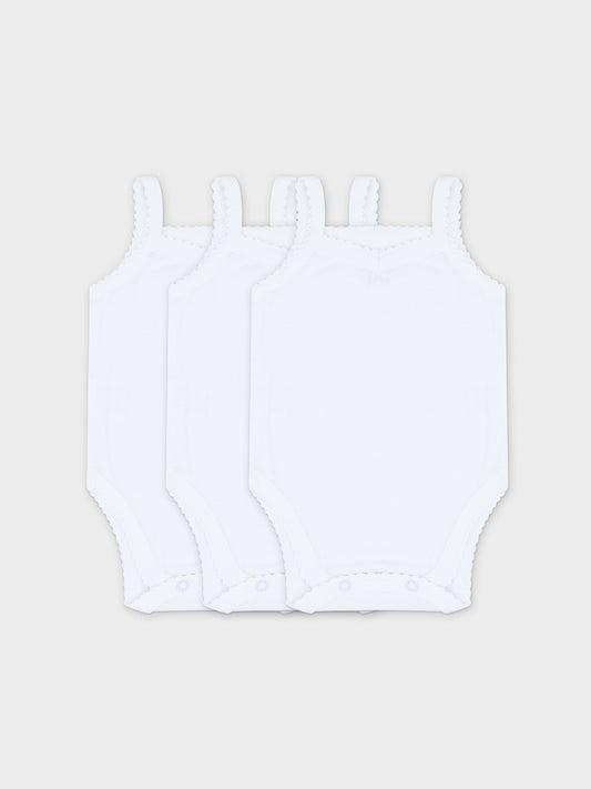 Ribbed Undershirt with Lace - 3 Pack