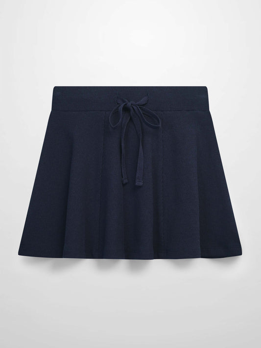 Ribbed Circle Skirt - Navy