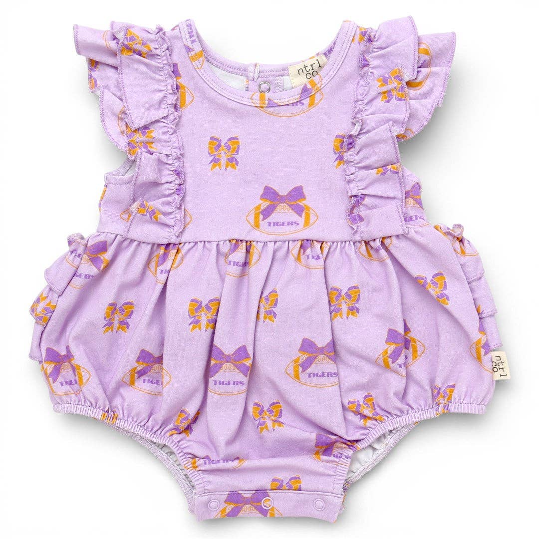 Purple & Gold Game Day Ruffle Bubble Romper